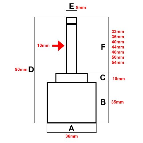 AQUAMAXX INSERȚIE PENTRU ROBINET CU 5 FUNCȚII PENTRU ROBINET CU SCHIMBARE DE FUNCȚIE, ÎNĂLȚIME TOTALĂ 90 MM, DIAMETRU 36 MM