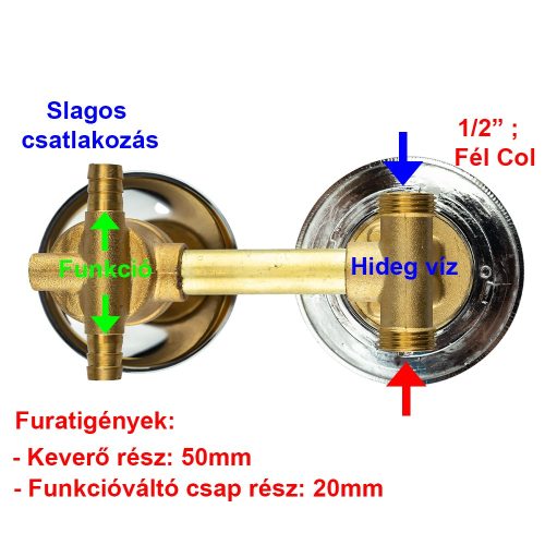 AQUAMAXX ROBINET CU 2 FUNCȚII ȘI 1 PIESĂ PENTRU CABINA DE DUȘ CU PERETE POSTERIOR, CONEXIUNE CU ȚEAVĂ FIXĂ DIN CUPRU, CONEXIUNE SLAGOS PENTRU SCHIMBAREA FUNCȚIILOR, CONTROLUL APEI