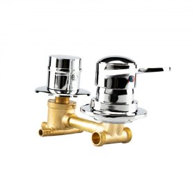   AQUAMAXX ROBINET CU 3 FUNCȚII ȘI 1 PIESĂ PENTRU CABINE DE DUȘ CU PERETE POSTERIOR, CONEXIUNE CU ȚEAVĂ FIXĂ DIN CUPRU, CONEXIUNE CU COMUTATOR DE FUNCȚII SLAGOS, CONTROL AL APEI