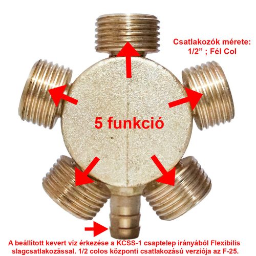 ROBINET AQUAMAXX CU 5 FUNCȚII, CONEXIUNE DE INTRARE PENTRU ZGURĂ, 5 CONEXIUNI DE IEȘIRE PENTRU JUMĂTATE DE COLOANĂ, CONTROL AL APEI