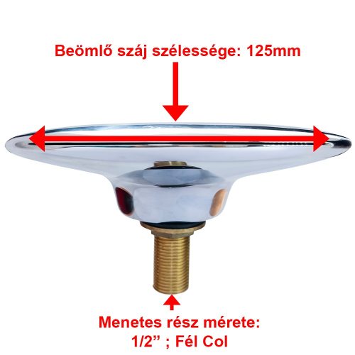 ROBINET DE BAIE AQUAMAXX CHROME CU MONTARE FILETATĂ PENTRU MARGINEA CĂZĂII, INLET DE BAIE TIP NIAGARA, LĂȚIME DE SCURGERE 125 MM