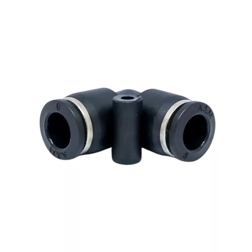 CONECTOR DIN PLASTIC PENTRU TUBE DE AER AQUAMAXX, COATE DE 90°, 2X8MM