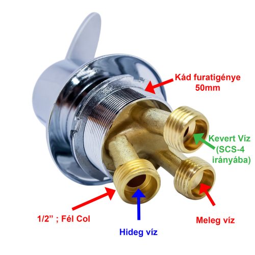 AQUAMAXX ROBINET MIXER PENTRU APĂ CALDĂ-RECĂ, INSTALABIL DE LA MARGINE LA MARGINE, PENTRU CADĂ ÎNGROPATĂ, CERINȚĂ DE GĂURIRE A CĂZII DE 50 MM, CONEXIUNE HALF COLOS