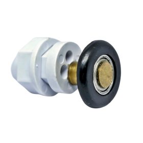   ROLĂ SIMPLĂ CU ROȚI PENTRU CABINĂ DE DUȘ AQUAMAXX, CU DIAMETRU GĂURĂ STICLĂ DE 16 MM, DIAMETRU ROȚĂ DE 19-29 MM, ROȚI CU RULMENȚI INOXIDABILI ȘI NEOXIDABILI