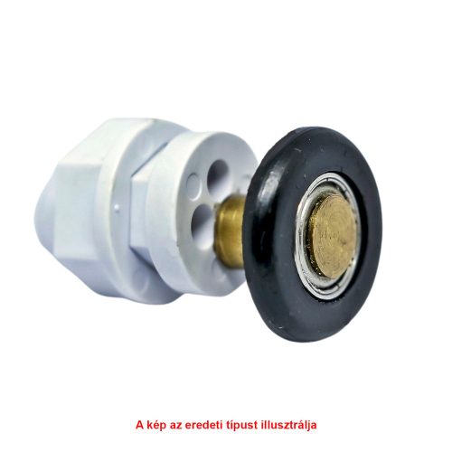 ROLĂ SIMPLĂ CU ROȚI PENTRU CABINĂ DE DUȘ AQUAMAXX, CU DIAMETRU GĂURĂ STICLĂ DE 16 MM, DIAMETRU ROȚĂ DE 19-29 MM, ROȚI CU RULMENȚI INOXIDABILI ȘI NEOXIDABILI