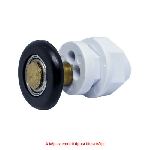 ROLĂ SIMPLĂ CU ROȚI PENTRU CABINĂ DE DUȘ AQUAMAXX, CU DIAMETRU GĂURĂ STICLĂ DE 16 MM, DIAMETRU ROȚĂ DE 19-29 MM, ROȚI CU RULMENȚI INOXIDABILI ȘI NEOXIDABILI