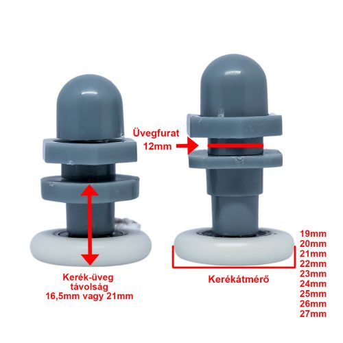 AQUAMAXX ROLĂ SIMPLĂ CU ROȚI EXCENTRICĂ REGLABILĂ PENTRU CABINĂ DE DUȘ, CU DIAMETRU ROȚI DE 19-29 MM, ROȚI CU RULMENȚI INOXIDABILI ȘI NEOXIDABILI