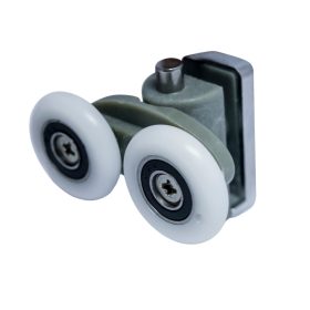   ROLĂ PENTRU CABINĂ DE DUȘ CU BAZĂ CU ROȚI DUBLE AQUAMAXX, REGLARE CU ARC, BUTON, GĂURĂ DE 10 MM ÎN STICLĂ, DIAMETRU ROȚI 19-27 MM, ROȚI DIN OȚEL INOXIDABIL ȘI DIN ALTE MATERIALE