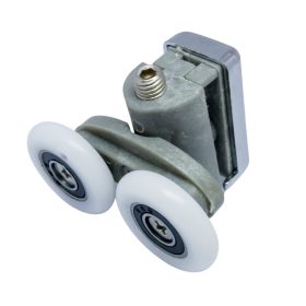   ROLĂ PENTRU CABINĂ DE DUȘ CU ROȚI DUBLE AQUAMAXX, REGLARE CU CHEIE ALEN, GĂURĂ DE 10 MM ÎN STICLĂ, DIAMETRU ROȚI DE 19-27 MM, ROȚI DIN OȚEL INOXIDABIL ȘI DIN ALTE MATERIALE