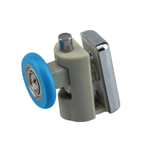 AQUAMAXX ROLĂ SIMPLĂ CU ROȚI PENTRU CABINĂ DE DUȘ, REGLARE CU ARC CU BUTON, GĂURĂ DE 10 MM ÎN STICLĂ, DIAMETRU ROȚI DE 20 MM, ROȚI INOXIDABILE