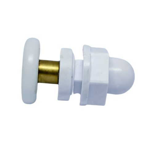 ROLĂ SIMPLĂ CU ROȚI PENTRU CABINĂ DE DUȘ AQUAMAXX, CU DIAMETRU GĂURĂ STICLĂ DE 16 MM, DIAMETRU ROȚĂ DE 19-29 MM, ROȚI CU RULMENȚI INOXIDABILI ȘI NEOXIDABILI