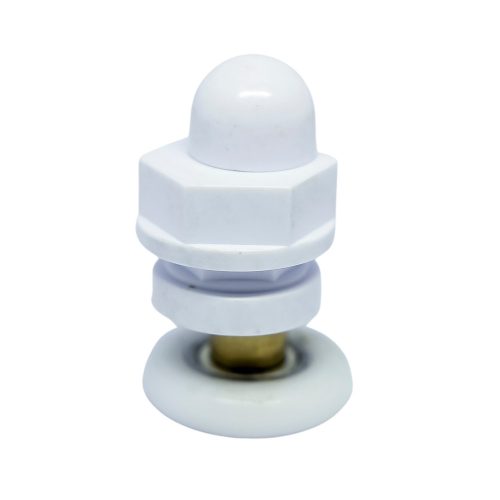 ROLĂ SIMPLĂ CU ROȚI PENTRU CABINĂ DE DUȘ AQUAMAXX, CU DIAMETRU GĂURĂ STICLĂ DE 16 MM, DIAMETRU ROȚĂ DE 19-29 MM, ROȚI CU RULMENȚI INOXIDABILI ȘI NEOXIDABILI