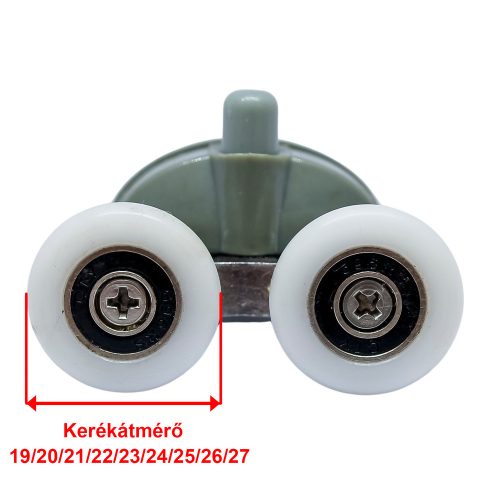 ROLĂ DUBLA PENTRU CABINĂ DE DUȘ AQUAMAXX LOWER SPRING, DISTANȚĂ ÎNTRE GĂURI DE 26,5 MM, DIAMETRU ROȚI DE 19-26 MM, GROSIME ROȚI DE 4 MM, DE ASEMENEA CU ROȚI INOXIDABILE