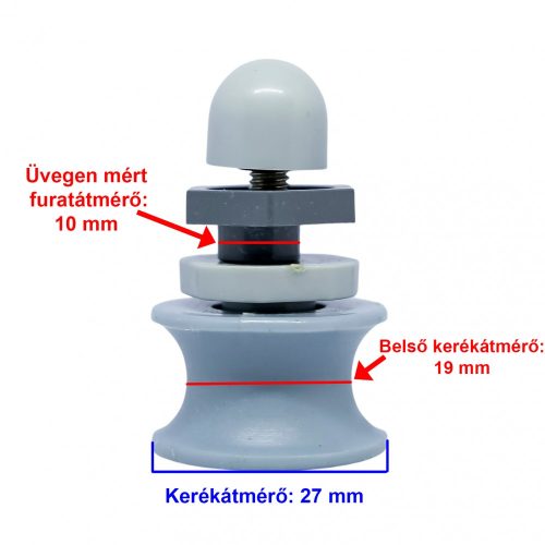 CABINĂ DE DUȘ AQUAMAXX CU REGLARE EXCENTRICĂ CU ROLĂ, DIAMETRU EXTERN AL ROȚII DE 27 MM, GĂURĂ DE STICLĂ DE 10 MM, ADÂNCIME SIFON DE 19 MM