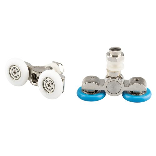 ROLĂ PENTRU CABINĂ DE DUȘ CU ROȚI DUBLE AQUAMAXX, REGLARE EXCENTRICĂ, DIAMETRU ROȚI 19 MM-26 MM, ECHIPATĂ CU ROȚI DIN OȚEL INOXIDABIL ȘI DIN ALTE MATERIALE