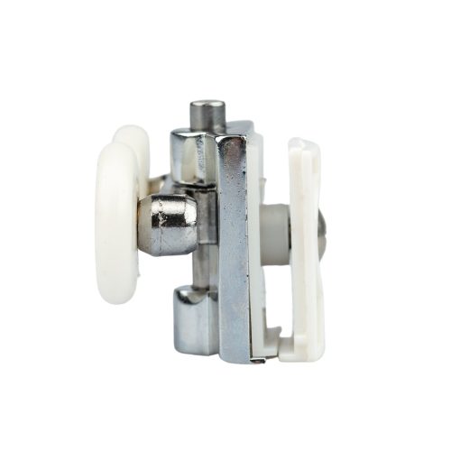 ROLĂ CU ROȚI DUBLE CU ARC PENTRU CABINĂ DE DUȘ AQUAMAXX, REGLARE CU BUTON, DIAMETRU ROȚI 19-27 MM, ECHIPATĂ CU ROȚI DIN OȚEL INOXIDABIL ȘI DIN ALTE MATERIALE