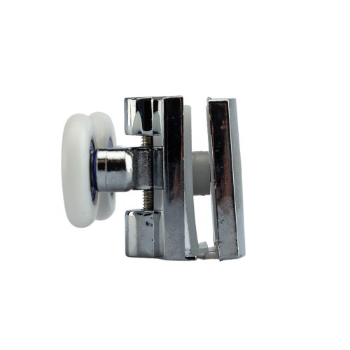 ROLĂ DUBLA PENTRU CABINĂ DE DUȘ AQUAMAXX, REGLARE CU ȘURUB STELAT, DIAMETRU ROȚI 19-27 MM, ECHIPATĂ CU ROȚI DIN OȚEL INOXIDABIL ȘI DIN ALTE MATERIALE