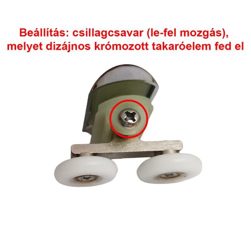 ROLĂ DUȘ CU ROȚI DUBLE AQUAMAXX, REGLARE ASCUNSĂ CU ȘURUB STELAT, DIAMETRU ROȚI 19-27 MM, ROȚI DIN OȚEL INOXIDABIL ȘI DIN ALTE MATERIALE