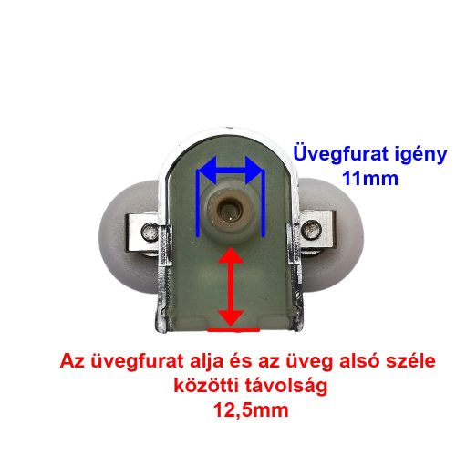 ROLĂ DUȘ CU ROȚI DUBLE AQUAMAXX, REGLARE ASCUNSĂ CU ȘURUB STELAT, DIAMETRU ROȚI 19-27 MM, ROȚI DIN OȚEL INOXIDABIL ȘI DIN ALTE MATERIALE