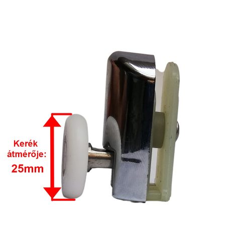 AQUAMAXX ROLĂ SIMPLĂ CU ROȚI PENTRU CABINĂ DE DUȘ, CU REGLARE CU ARC ȘI BUTON ASCUNS, DIAMETRU ROȚI 25 MM, ROȚI DIN OȚEL INOXIDABIL