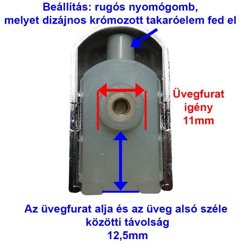 AQUAMAXX ROLĂ SIMPLĂ CU ROȚI PENTRU CABINĂ DE DUȘ, CU REGLARE CU ARC ȘI BUTON ASCUNS, DIAMETRU ROȚI 25 MM, ROȚI DIN OȚEL INOXIDABIL