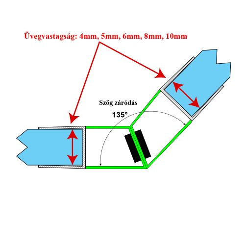 CABINĂ DE DUȘ AQUAMAXX ÎNCHIDERE MAGNETICĂ CONEXIUNE DE 135 DE GRADE, PENTRU GROSIMI DE STICLĂ DE 4 MM-5 MM-6 MM-8 MM-10 MM, LUNGIME LA ALEGEREA DUMNEAVOASTRĂ, BAZICĂ 195 CM