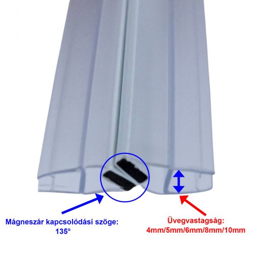 CABINĂ DE DUȘ AQUAMAXX ÎNCHIDERE MAGNETICĂ CONEXIUNE DE 135 DE GRADE, PENTRU GROSIMI DE STICLĂ DE 4 MM-5 MM-6 MM-8 MM-10 MM, LUNGIME LA ALEGEREA DUMNEAVOASTRĂ, BAZICĂ 195 CM