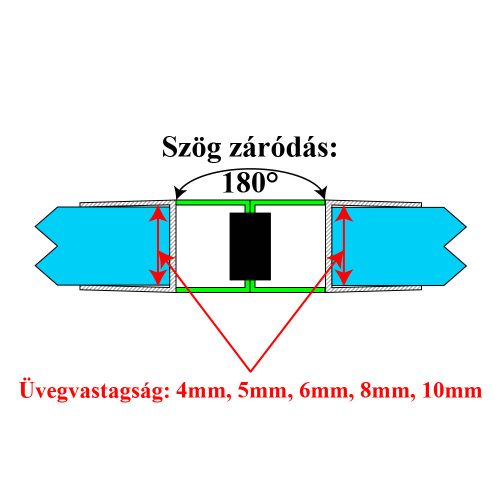 CABINĂ DE DUȘ AQUAMAXX CU ÎNCHIDERE MAGNETICĂ, CONEXIUNE LA 180 DE GRADE, PENTRU STICLĂ CU GROSIME DE 4 MM, 5 MM, 6 MM, 8 MM, 10 MM, LUNGIME LA ALEGEREA DUMNEAVOASTRĂ, BAZĂ DE 195 CM