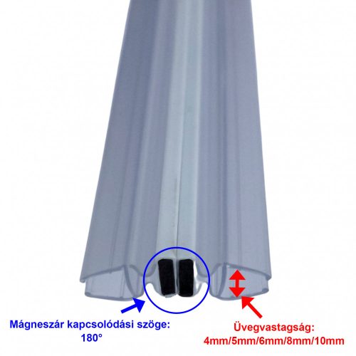 CABINĂ DE DUȘ AQUAMAXX CU ÎNCHIDERE MAGNETICĂ, CONEXIUNE LA 180 DE GRADE, PENTRU STICLĂ CU GROSIME DE 4 MM, 5 MM, 6 MM, 8 MM, 10 MM, LUNGIME LA ALEGEREA DUMNEAVOASTRĂ, BAZĂ DE 195 CM