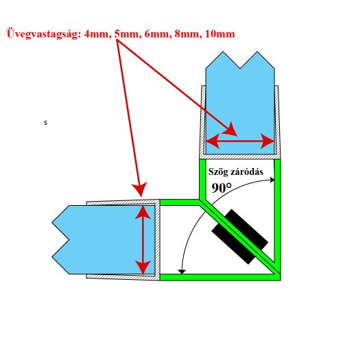 CABINĂ DE DUȘ AQUAMAXX ÎNCHIDERE MAGNETICĂ CONEXIUNE LA 90 DE GRADE, PENTRU GROSIMI DE STICLĂ DE 4 MM-5 MM-6 MM-8 MM-10 MM, LUNGIME LA ALEGEREA DUMNEAVOASTRĂ, BAZICĂ 195 CM