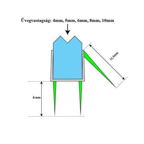AQUAMAXX CABINĂ DE DUȘ PROFIL DE OPRIRE A APEI, CABINĂ DE DUȘ SCURGERE APĂ, GUMĂ DE OPRIRE A APEI PENTRU CABINA DE DUȘ, STICLĂ DE 4-5-6 MM, FUND DUBLE DE 8 MM, BARBĂ LATERALĂ DE 11,5 MM, LUNGIME LA ALEGEREA DUMNEAVOASTRĂ, BAZĂ DE 95 CM